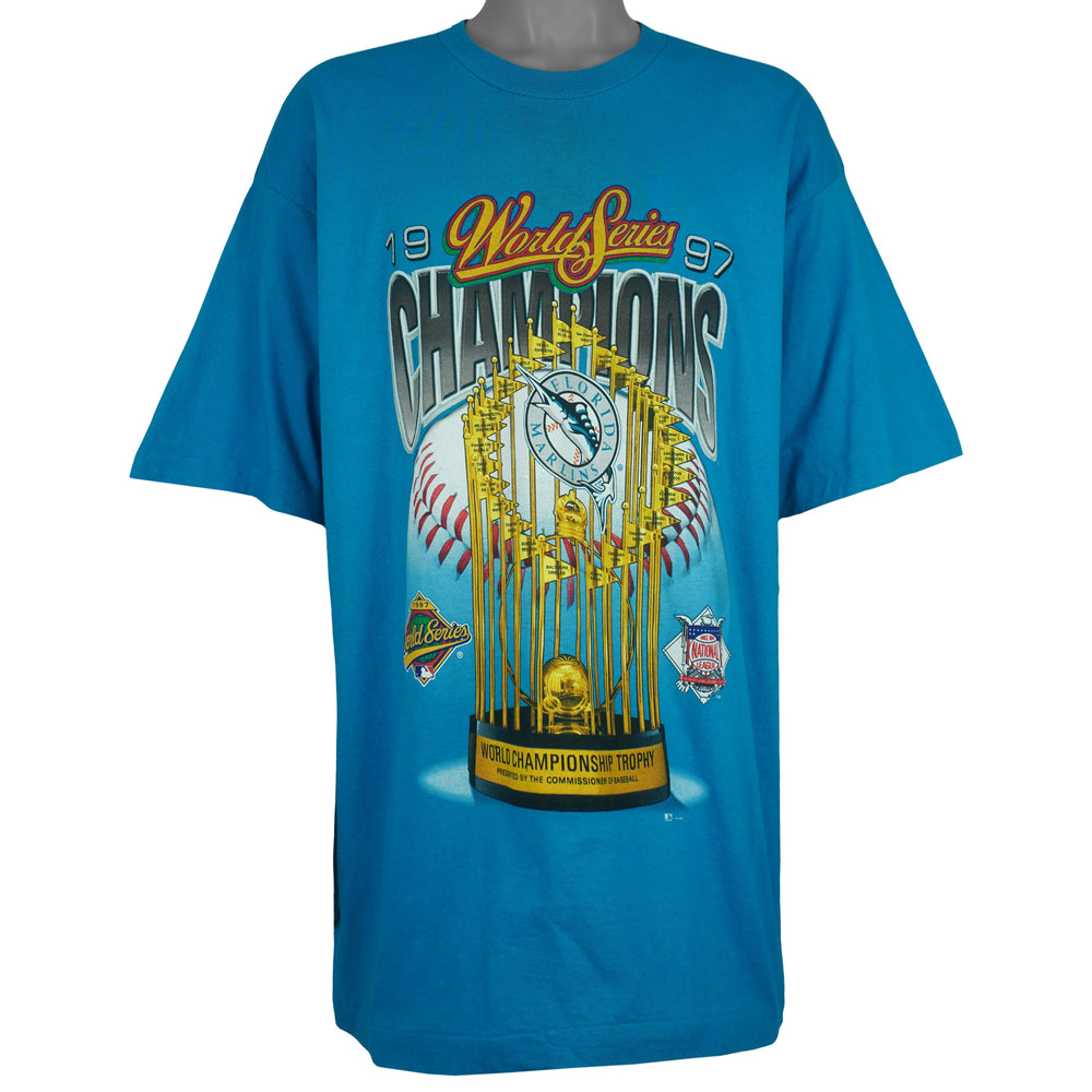 MLB (Pro Player) - Florida Marlins, World Series Champs Trophy T-Shirt 1997 XX-Large Vintage Retro Baseball