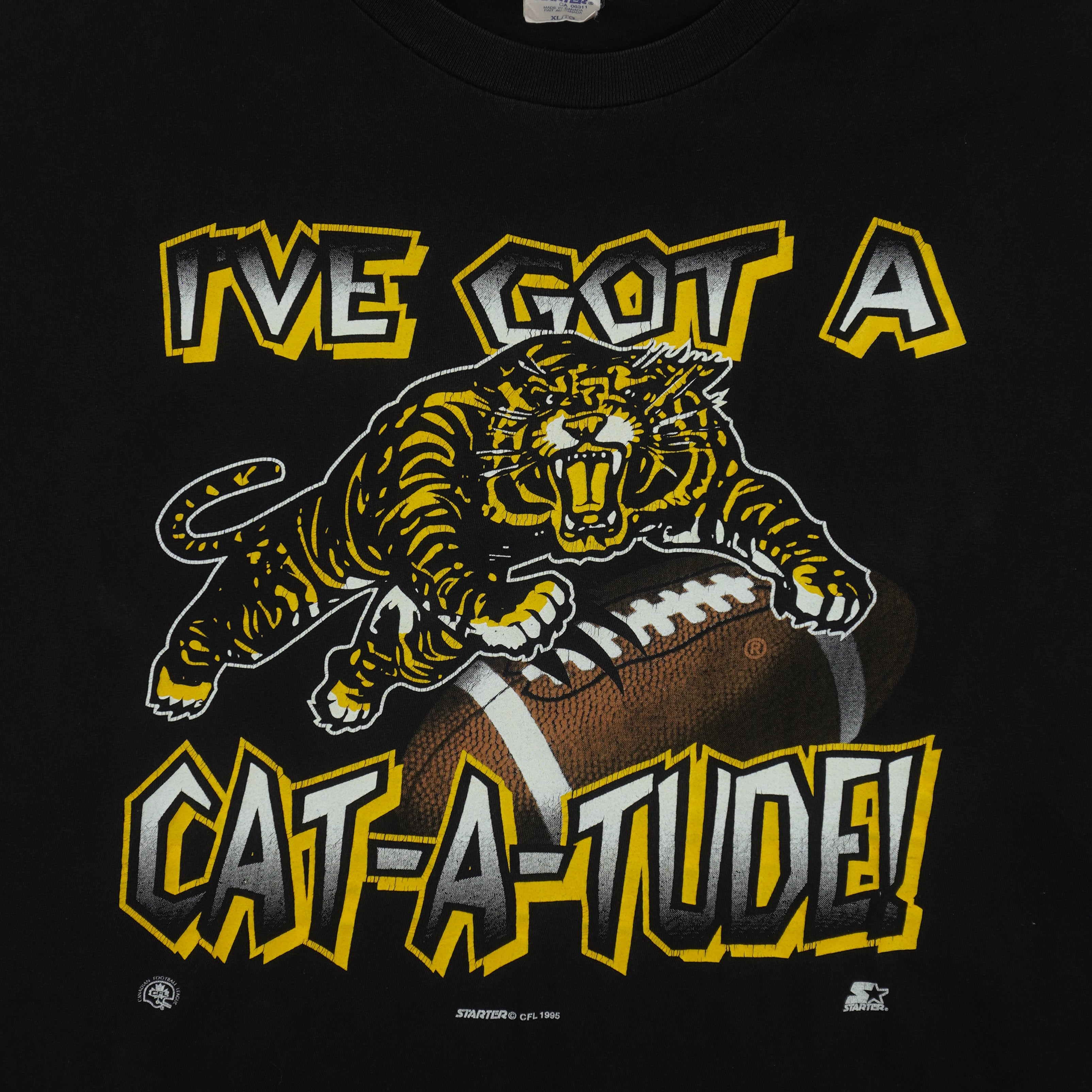 Starter (CFL) - Hamilton Tiger-Cats Football T-Shirt 1995 X-Large Vintage Retro Football