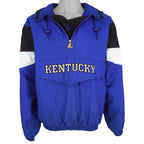 Starter (NCAA) - Kentucky Wildcats 1/4 Zip Hooded Jacket 1990s Small Vintage Retro