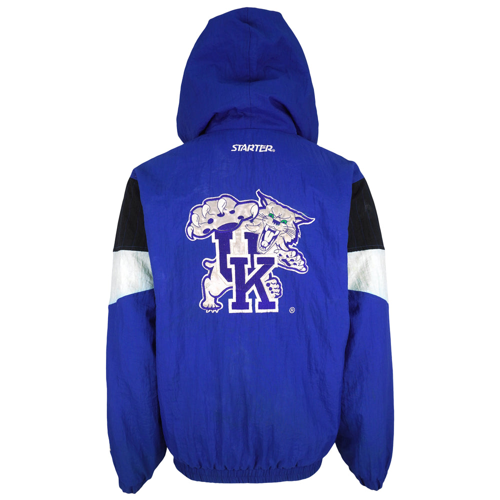 Starter (NCAA) - Kentucky Wildcats 1/4 Zip Hooded Jacket 1990s Small Vintage Retro