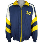 Pro Player Michigan Wolverines puffer jacket front view with collar open
