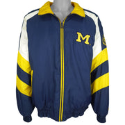 Pro Player Michigan Wolverines puffer jacket front view with collar open