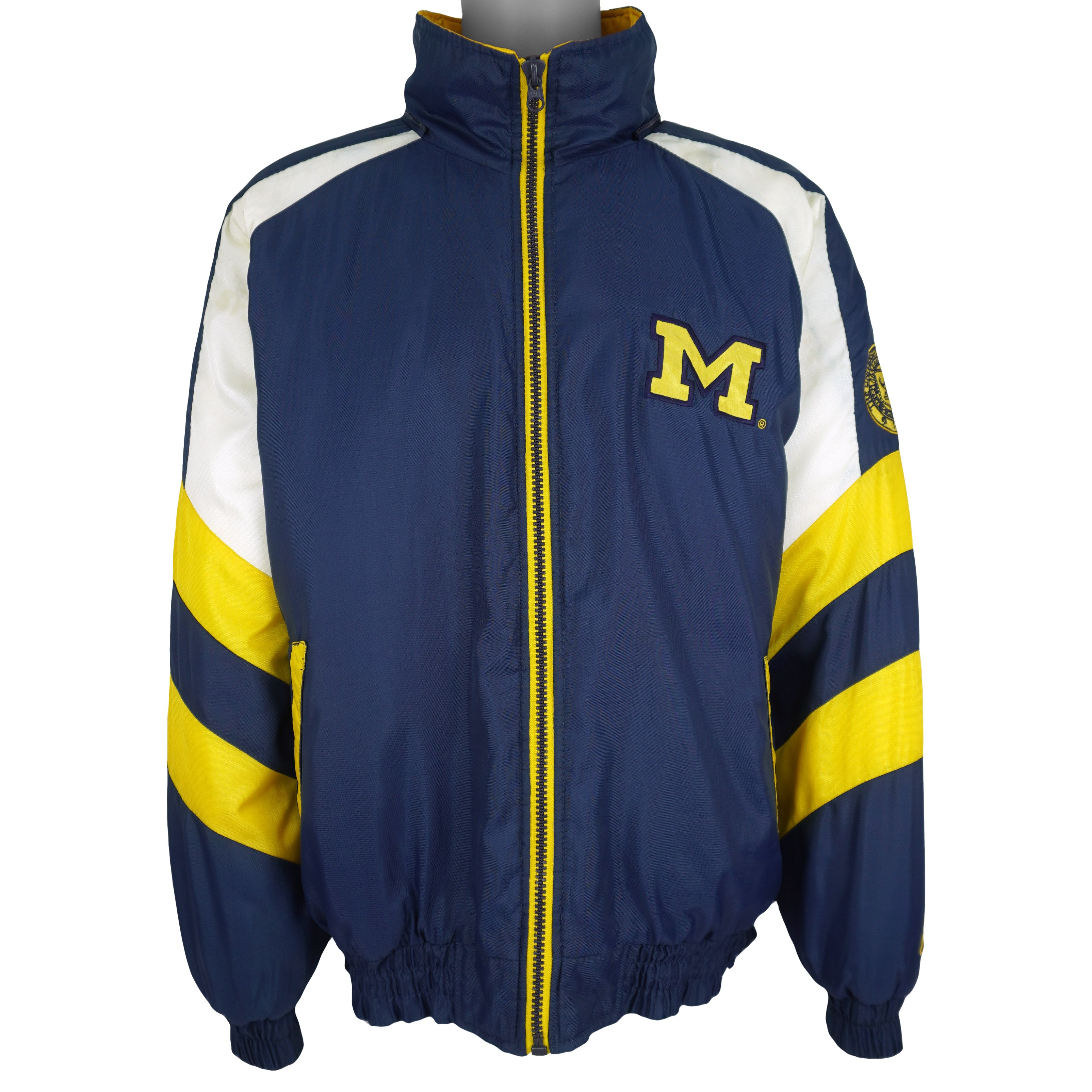 Pro Player Michigan Wolverines puffer jacket zipped front view