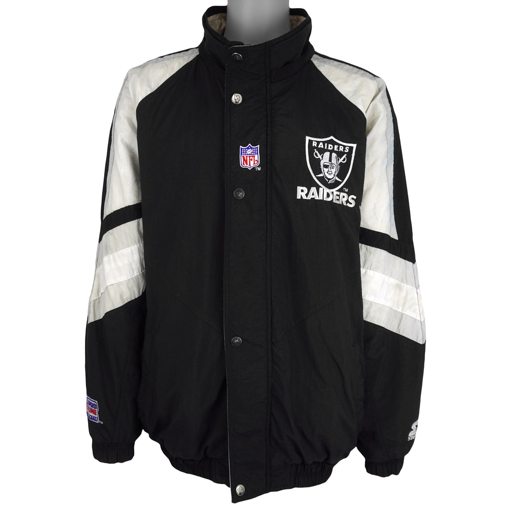 Starter (NFL) - Oakland Raiders Big Logo Puffer Jacket 1990s X-Large Vintage Retro Football