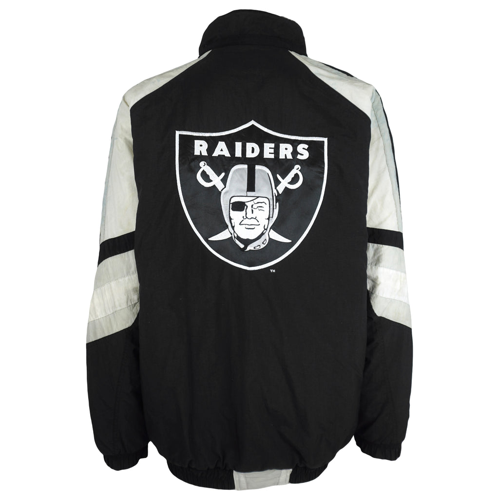 Starter (NFL) - Oakland Raiders Big Logo Puffer Jacket 1990s X-Large Vintage Retro Football
