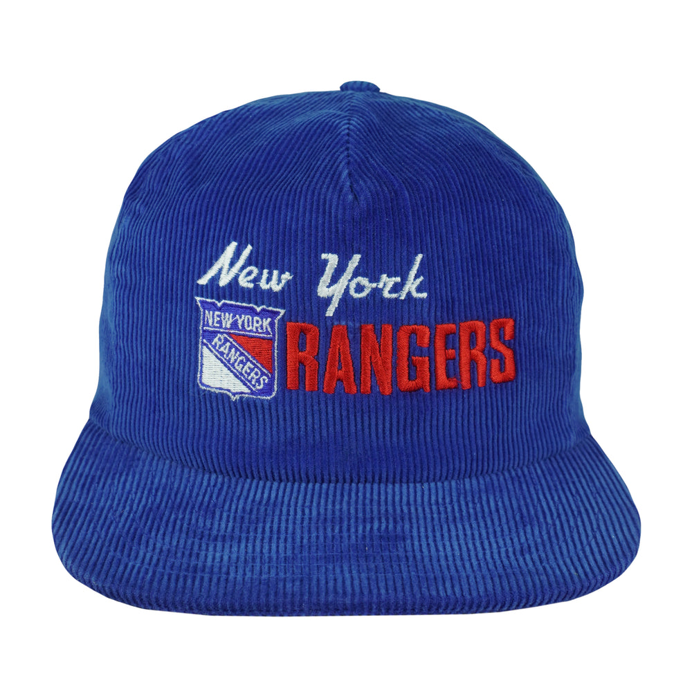 NHL (CCM) - New York Rangers Corduroy Snapback Hat 1990s OSFA Vintage Retro Hockey