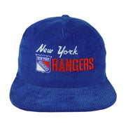 NHL (CCM) - New York Rangers Corduroy Snapback Hat 1990s OSFA Vintage Retro Hockey