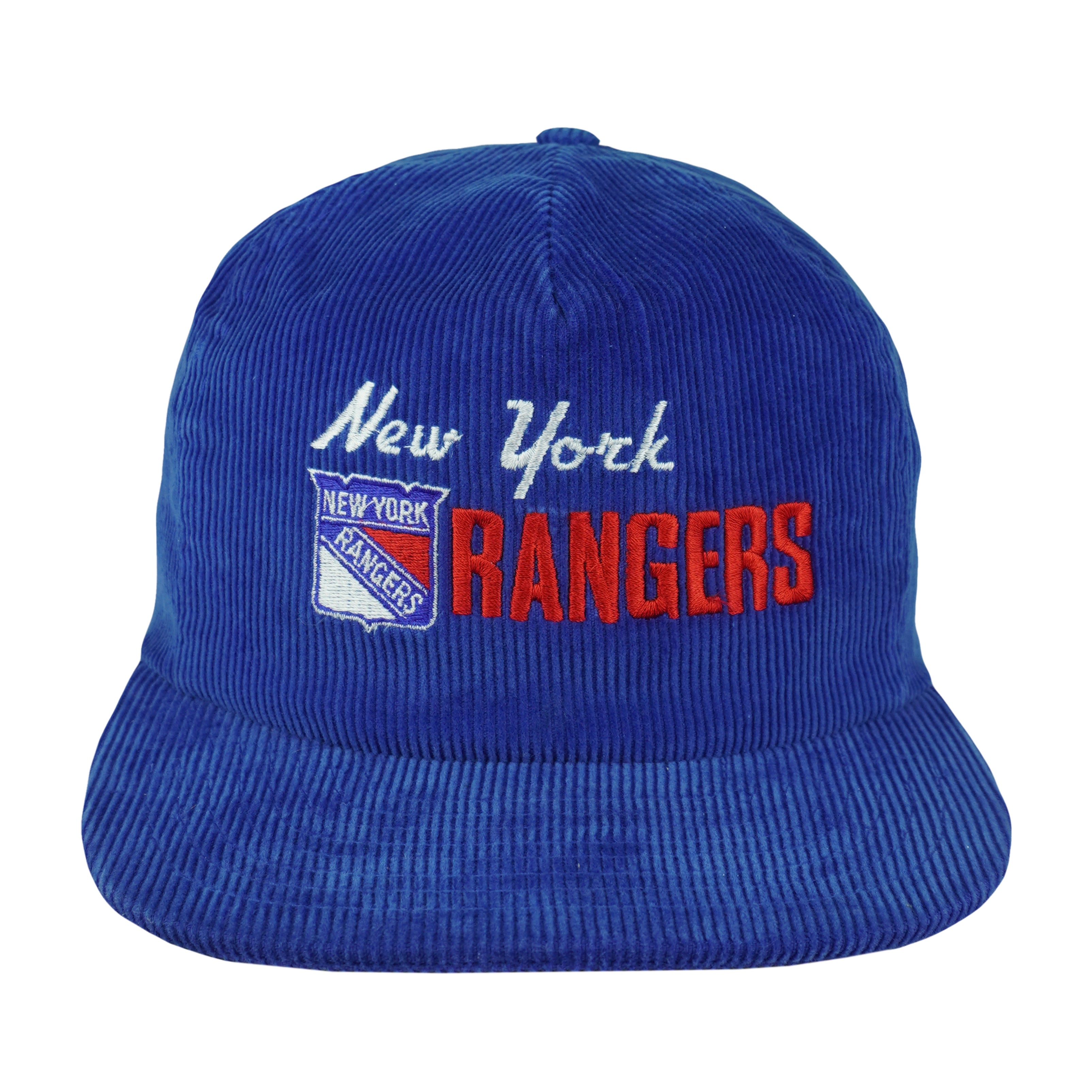 NHL (CCM) - New York Rangers Corduroy Snapback Hat 1990s OSFA Vintage Retro Hockey