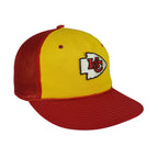 Angled view of the yellow crown and red mesh panels