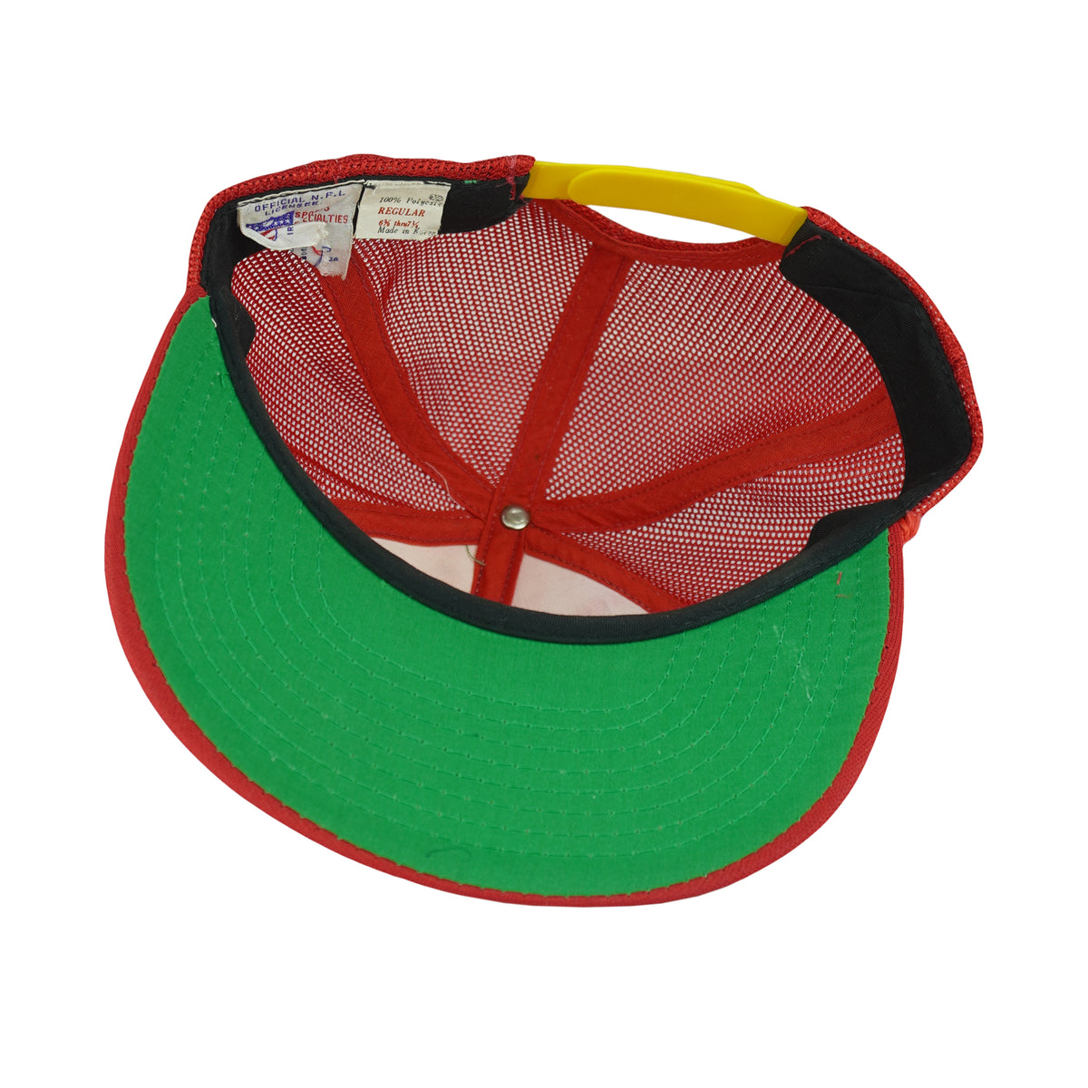 Interior sweatband and green underside of the Chiefs brim