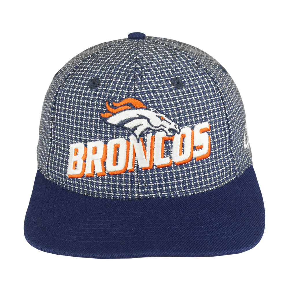 NFL (Logo Athletic) - Denver Broncos Plaid Strapback Hat 1990s OSFA Vintage Retro Football