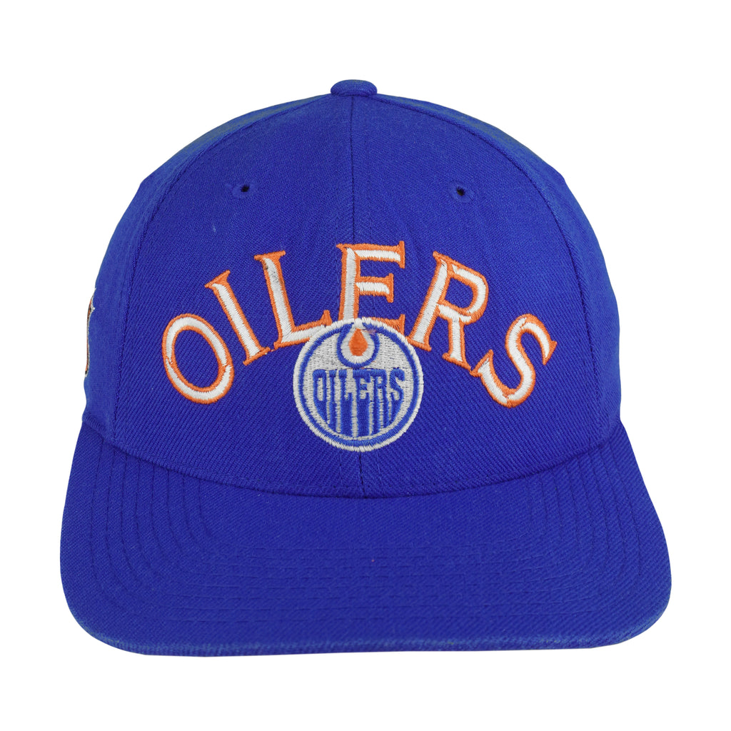 NHL (Sports Specialties) - Edmonton Oilers Big Logo Fitted Hat 1990s OSFA Vintage Retro Hockey