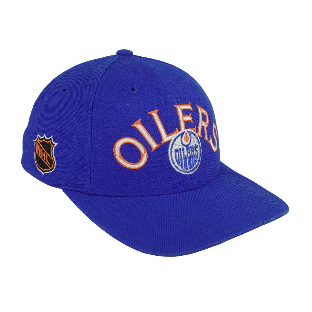 NHL (Sports Specialties) - Edmonton Oilers Big Logo Fitted Hat 1990s OSFA Vintage Retro Hockey