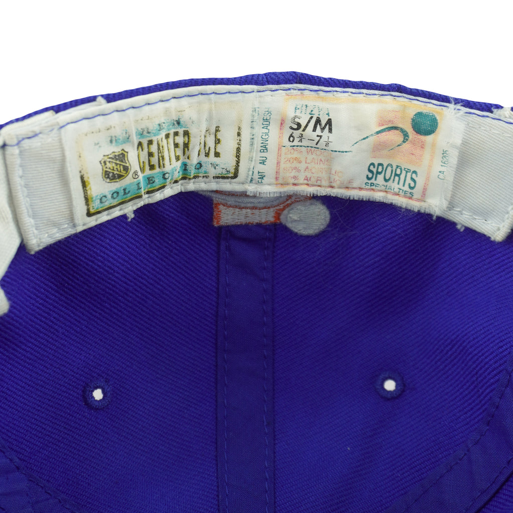 NHL (Sports Specialties) - Edmonton Oilers Big Logo Fitted Hat 1990s OSFA Vintage Retro Hockey