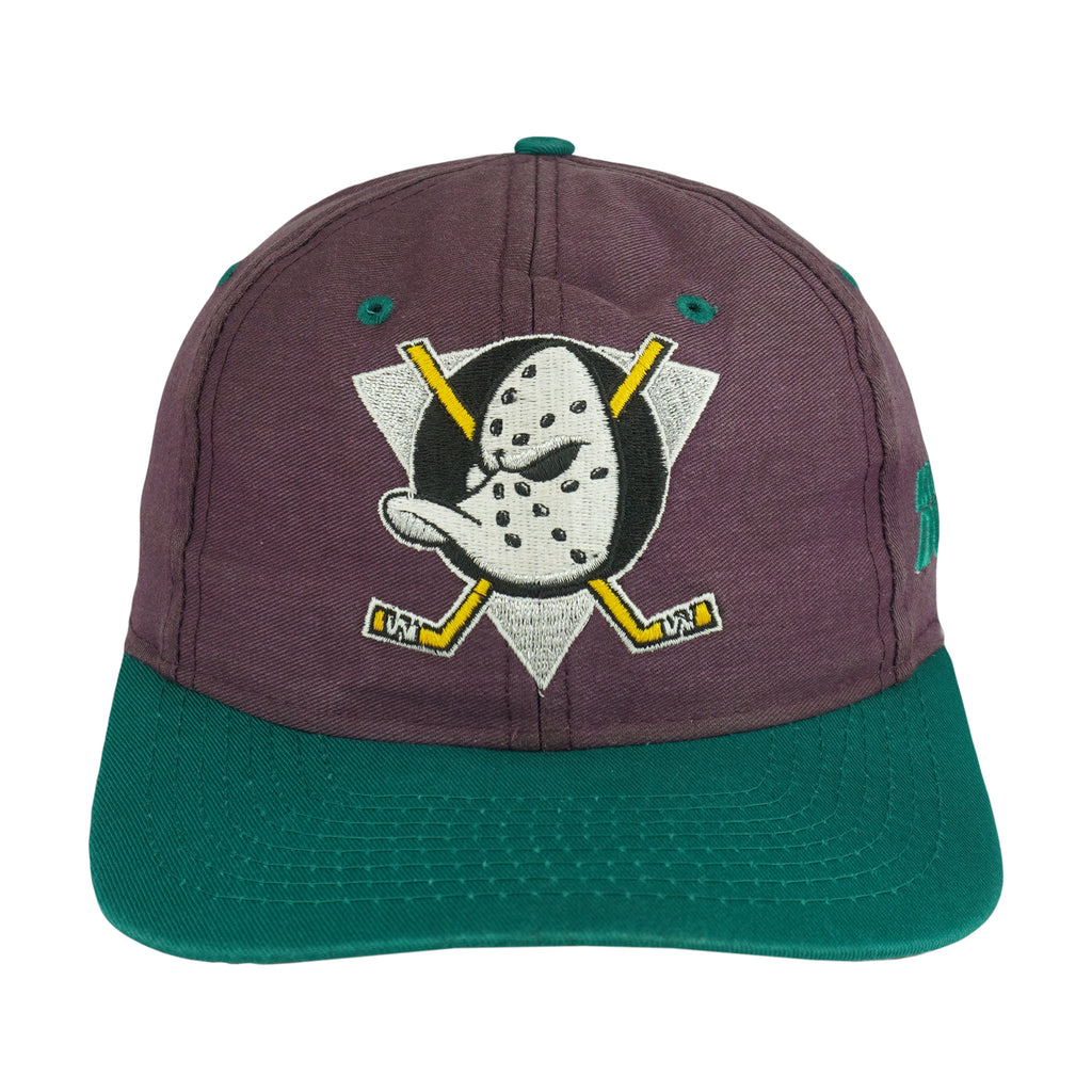 NHL (Competitor) - Anaheim Mighty Ducks Snapback Hat 1990s OSFA Vintage Retro Hockey