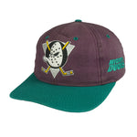 NHL (Competitor) - Anaheim Mighty Ducks Snapback Hat 1990s OSFA Vintage Retro Hockey