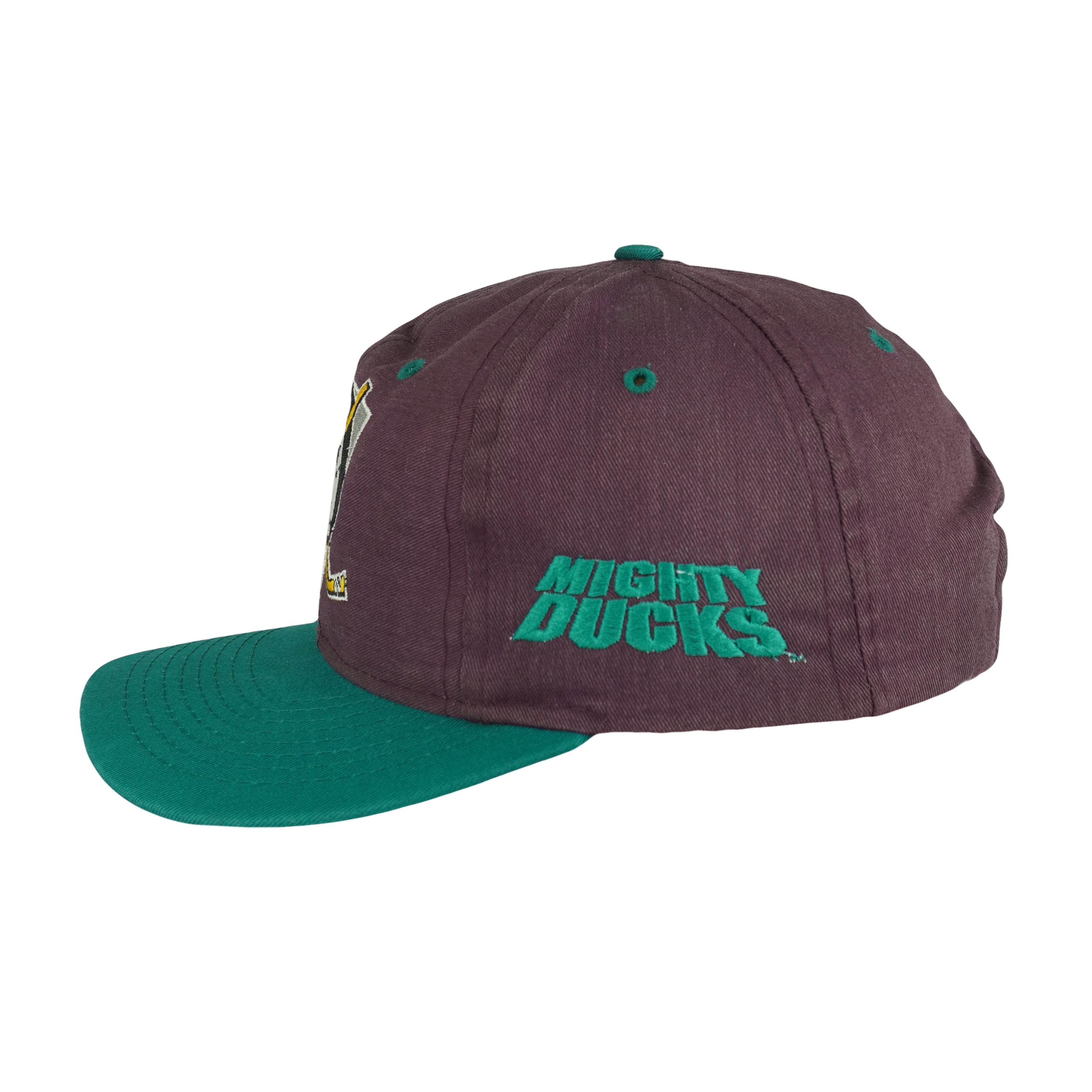 NHL (Competitor) - Anaheim Mighty Ducks Snapback Hat 1990s OSFA Vintage Retro Hockey