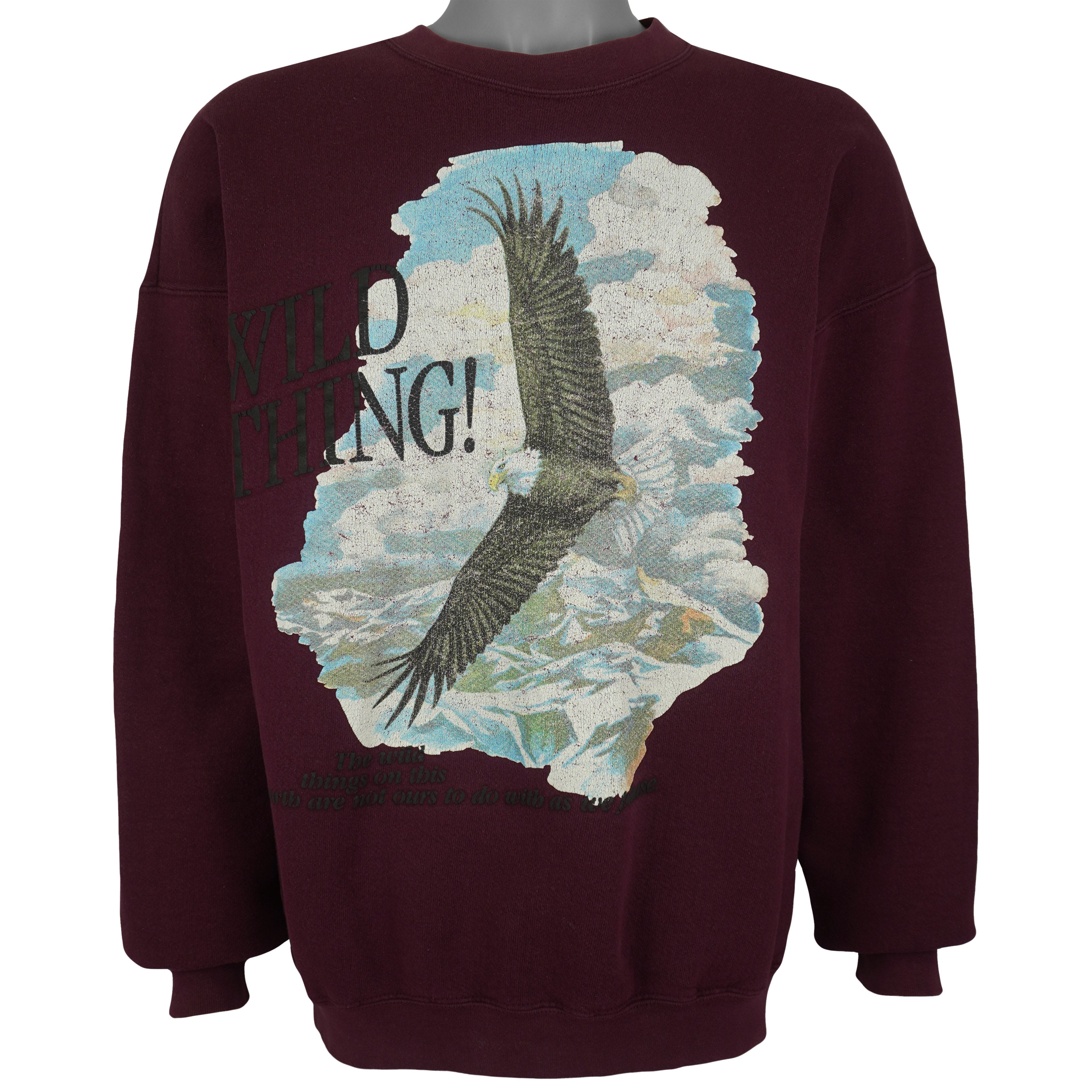 Vintage (WWF) - Wild Thing! Bald Eagle Crew Neck Sweatshirt 1990s Large Vintage Retro