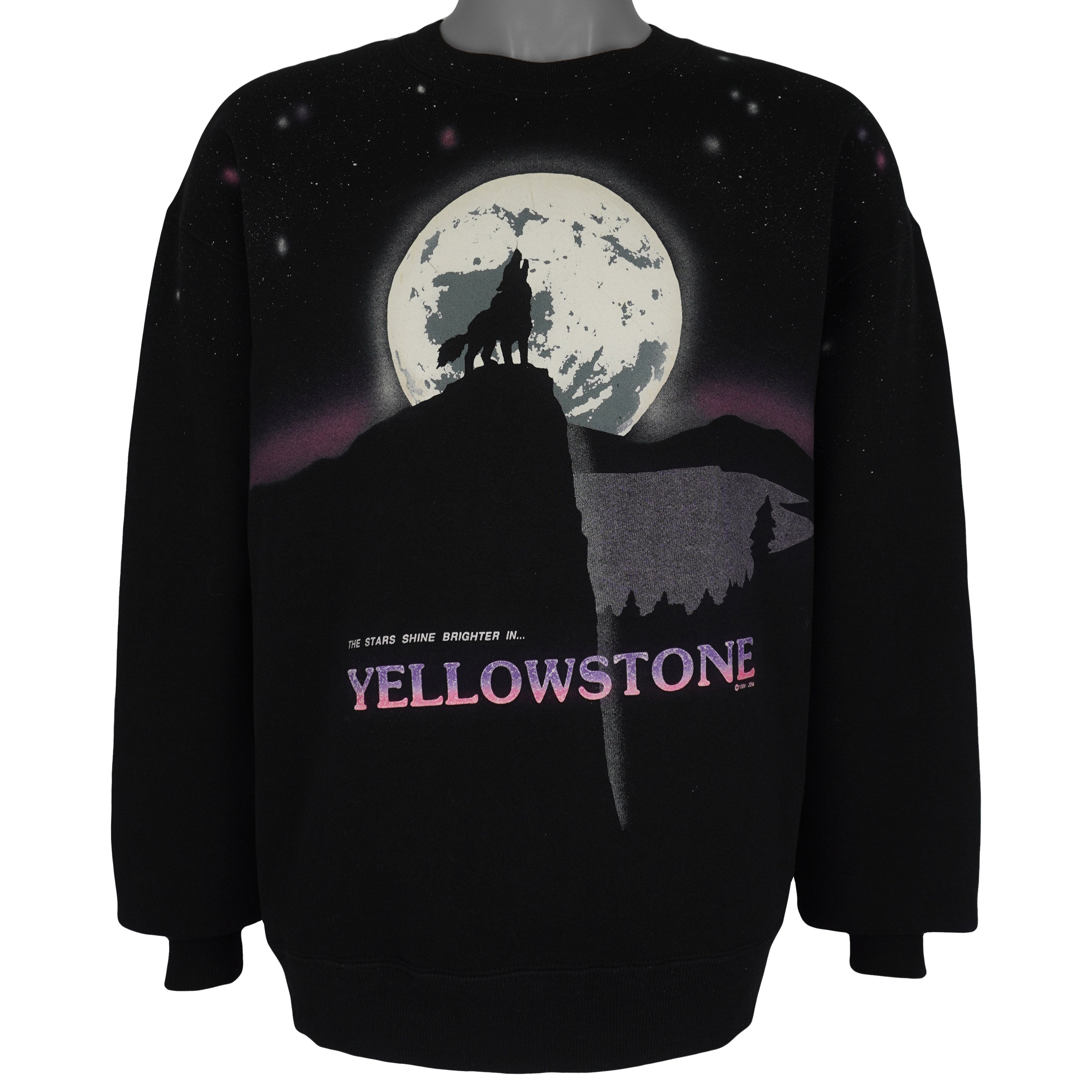 Vintage (Jerzees) - Yellow Stone Crew Neck Sweatshirt 1991 Large Vintage Retro