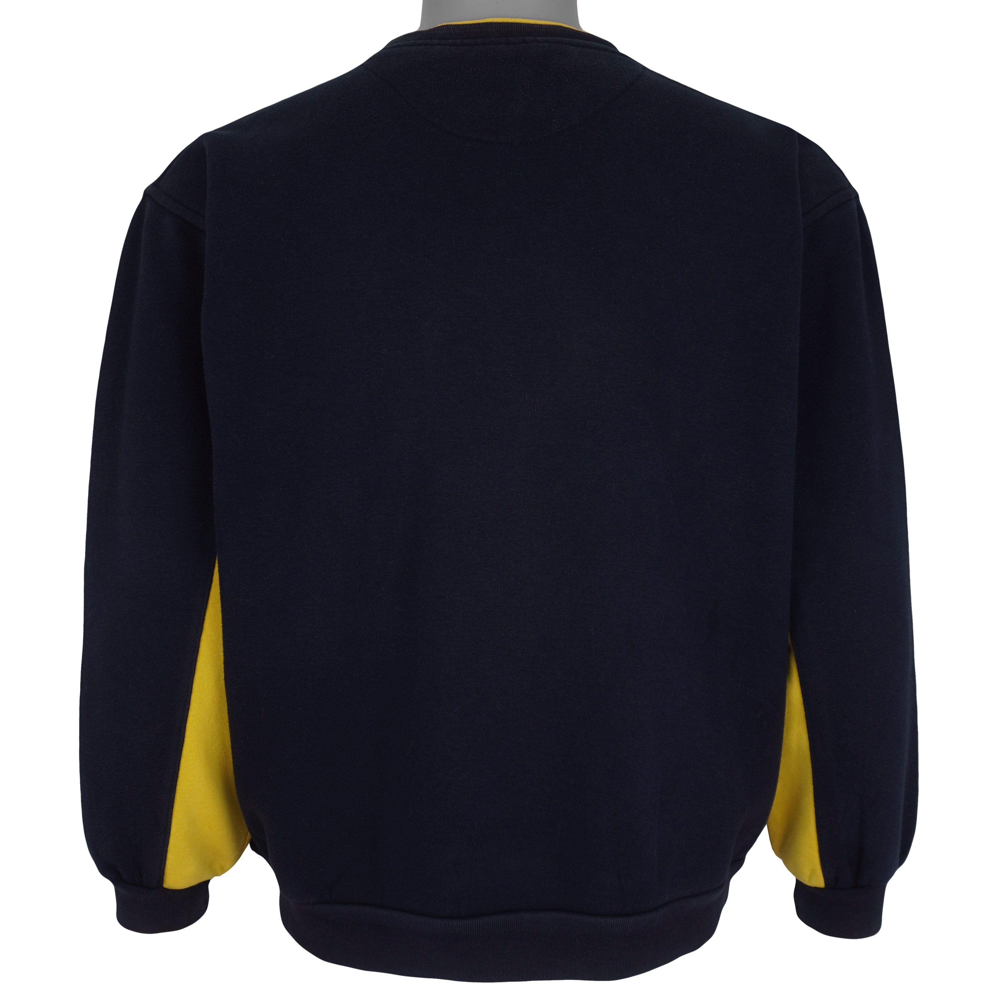 FUBU - Black & Yellow Spell-Out Crew Neck Sweatshirt 1990s Small Vintage Retro