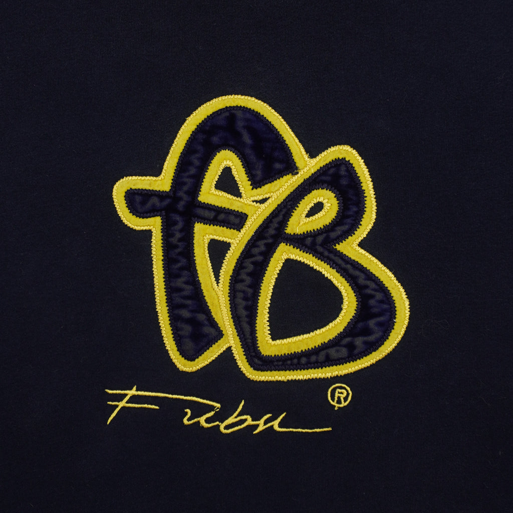 FUBU - Black & Yellow Spell-Out Crew Neck Sweatshirt 1990s Small Vintage Retro