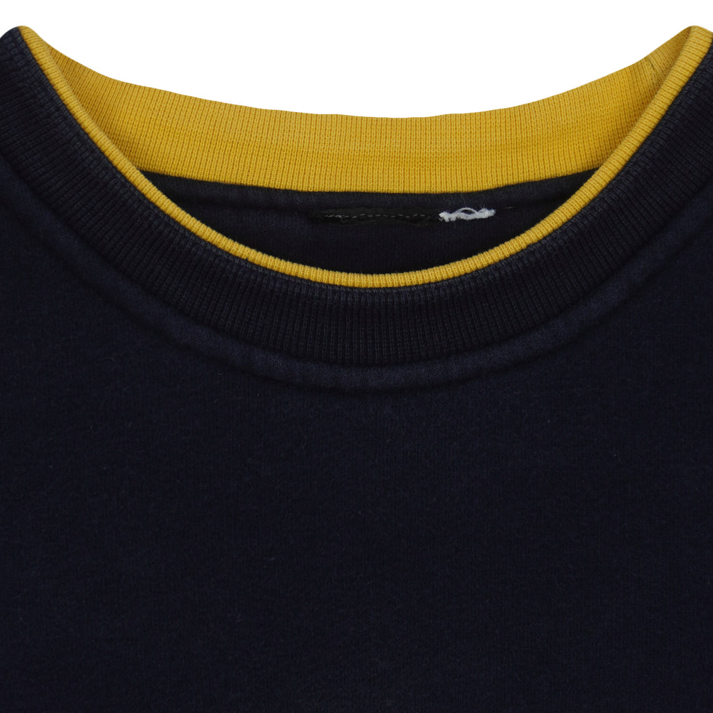 FUBU - Black & Yellow Spell-Out Crew Neck Sweatshirt 1990s Small Vintage Retro