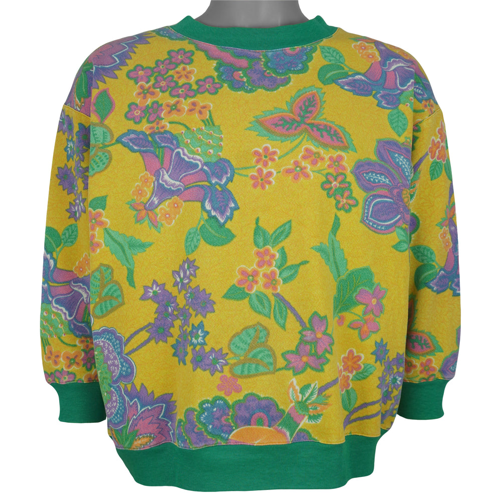 Vintage - Flowers All Over Print Crew Neck Sweatshirt 1990s Medium Vintage Retro