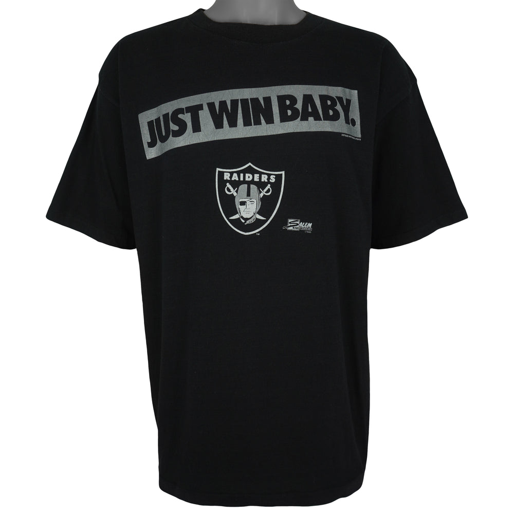 NFL (Salem) - Los Angeles Raiders Just Win Baby T-Shirt 1990 X-Large Vintage Retro Football