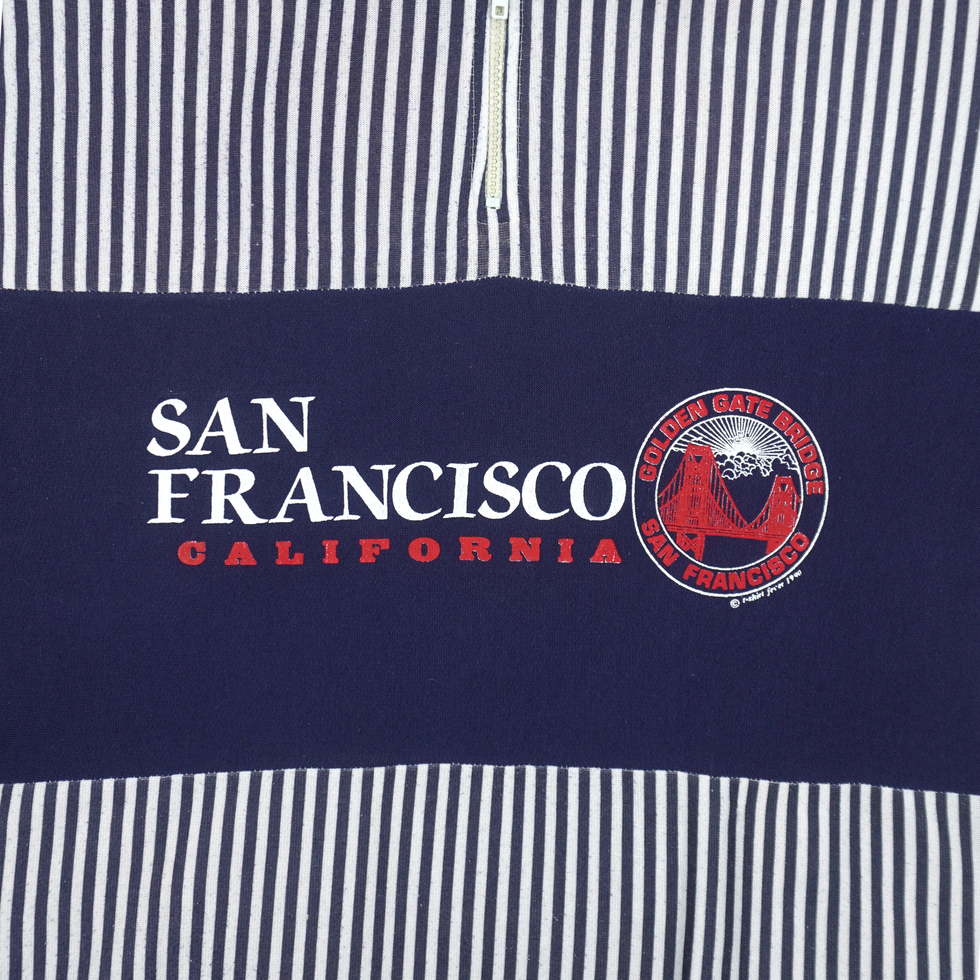 Vintage - San Francisco California 1/4 Zip Pinstripe Sweatshirt 1990 Large Vintage Retro