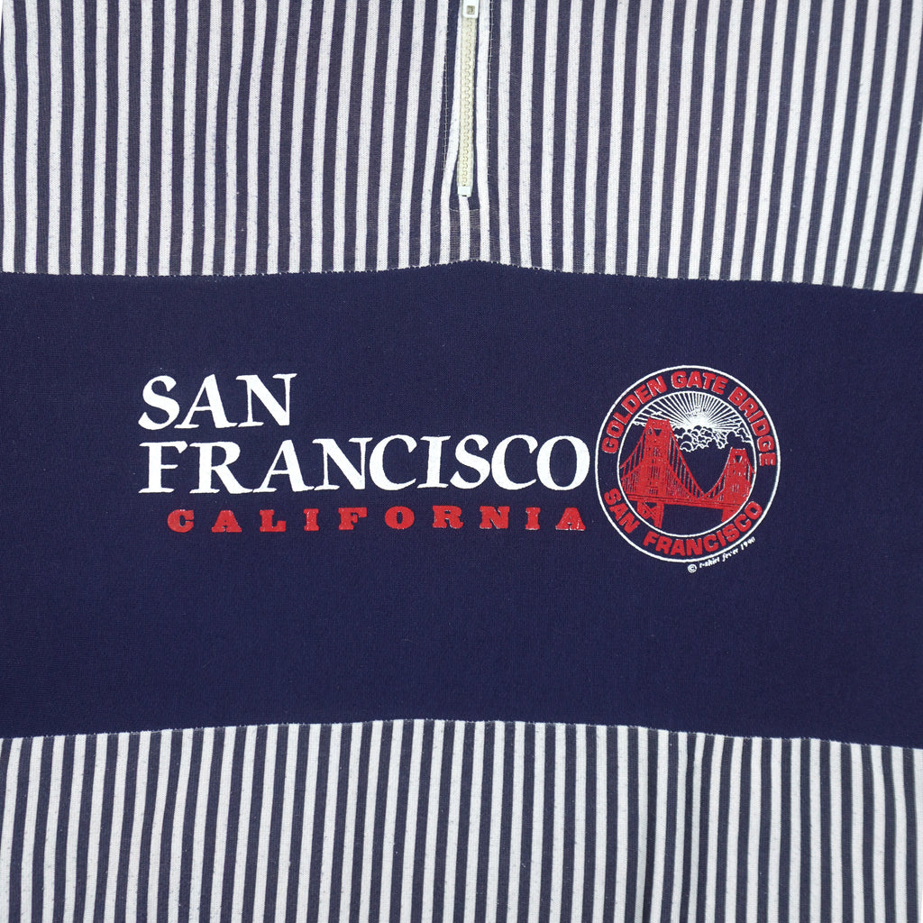 Vintage - San Francisco California 1/4 Zip Pinstripe Sweatshirt 1990 Large Vintage Retro