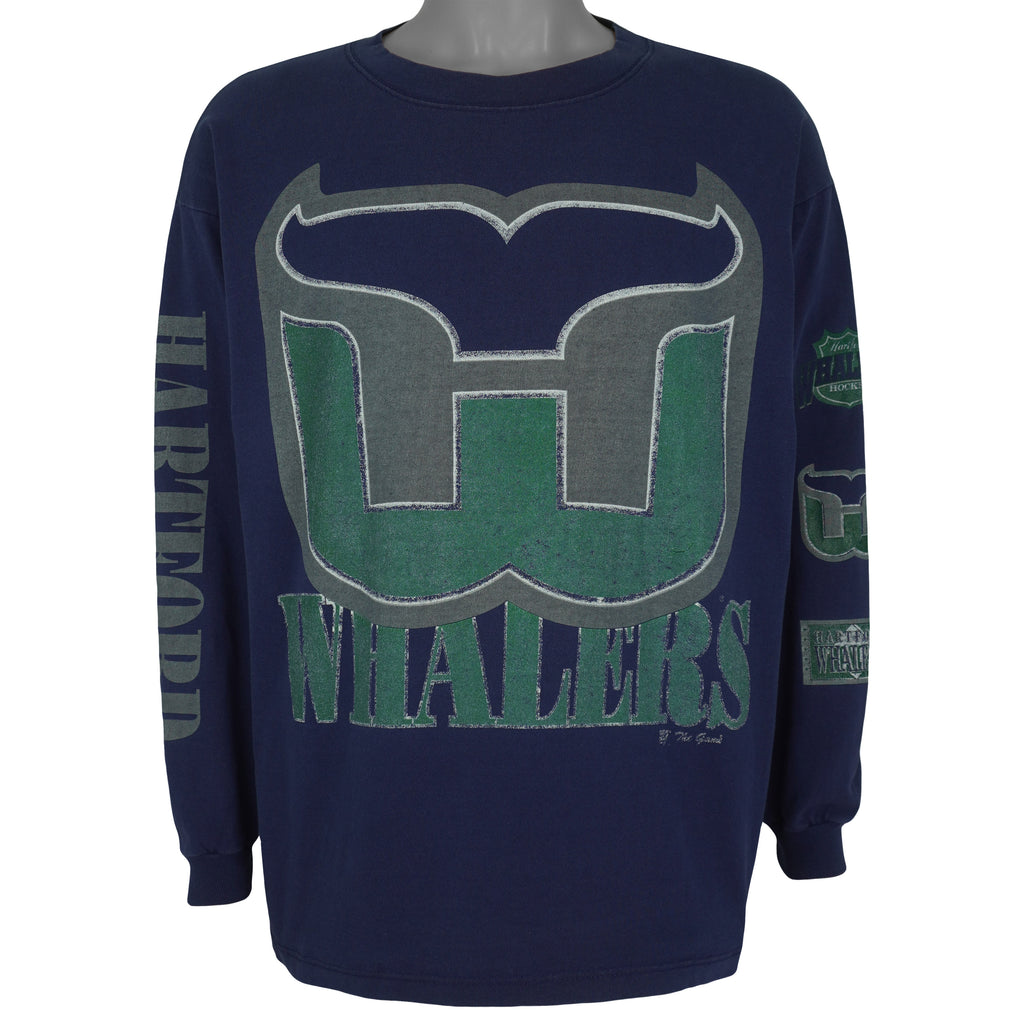 NHL (The Game) - Hartford Whalers Crew Neck Sweatshirt 1990s Large Vintage Retro Hockey