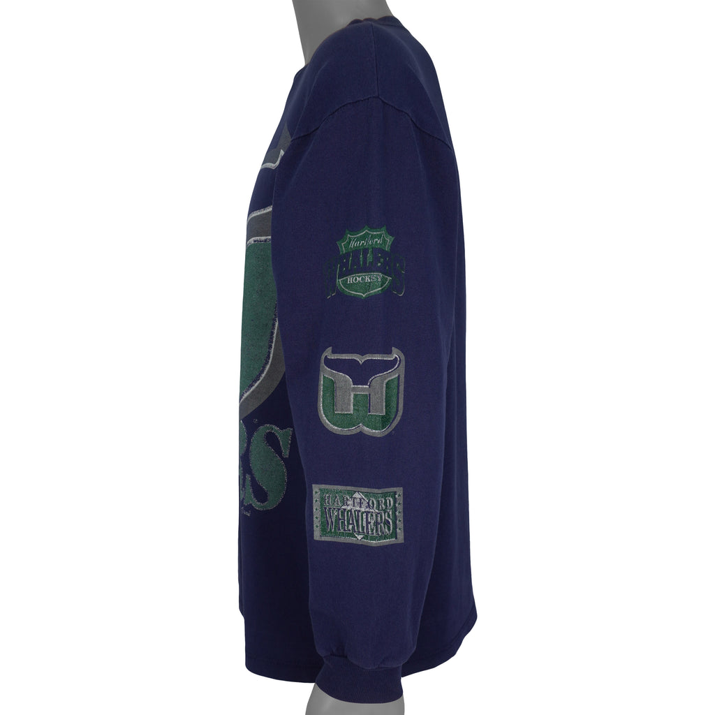 NHL (The Game) - Hartford Whalers Crew Neck Sweatshirt 1990s Large Vintage Retro Hockey