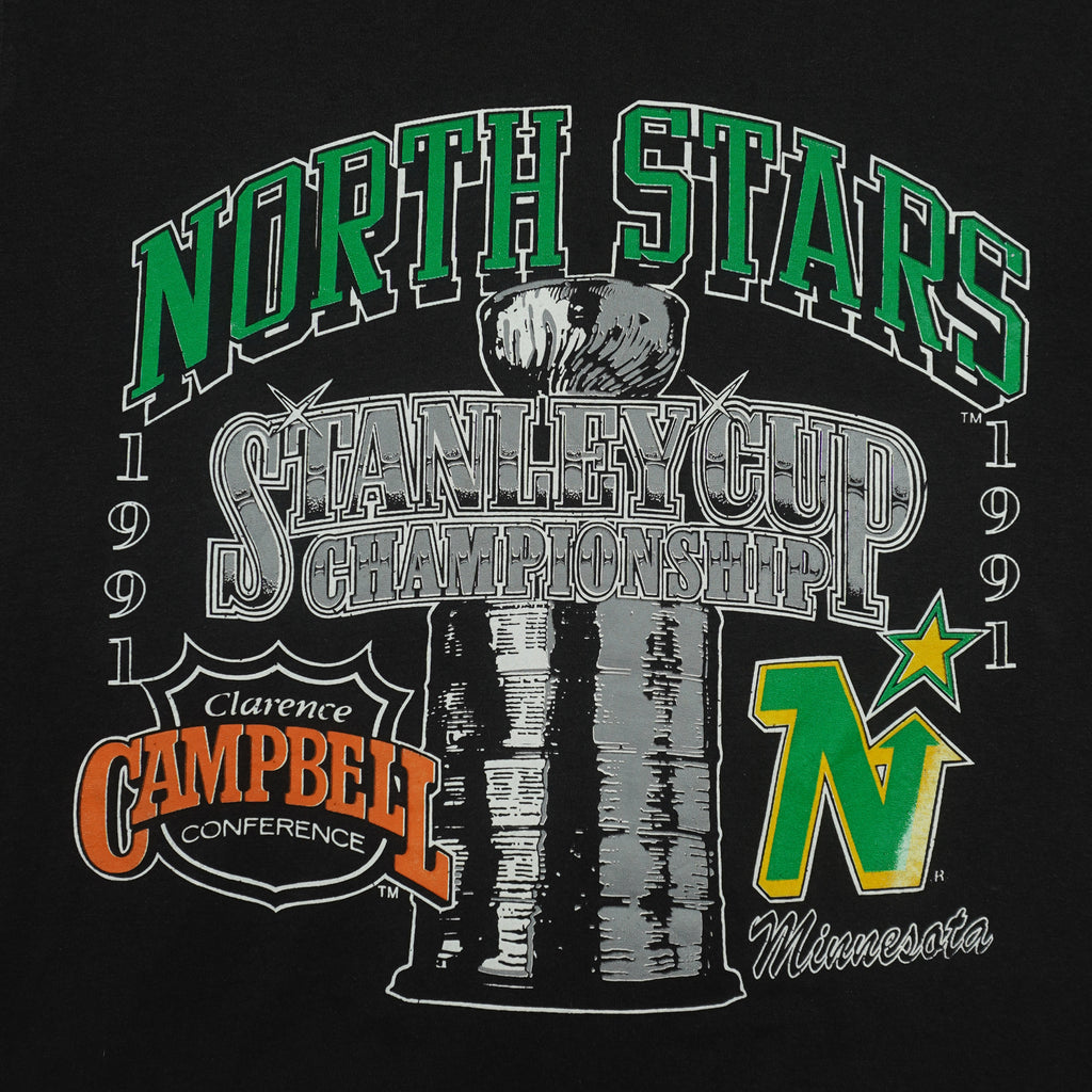 NHL (Stedman) - North Stars Stanley Cup Championship T-Shirt 1991 Large Vintage Retro Hockey