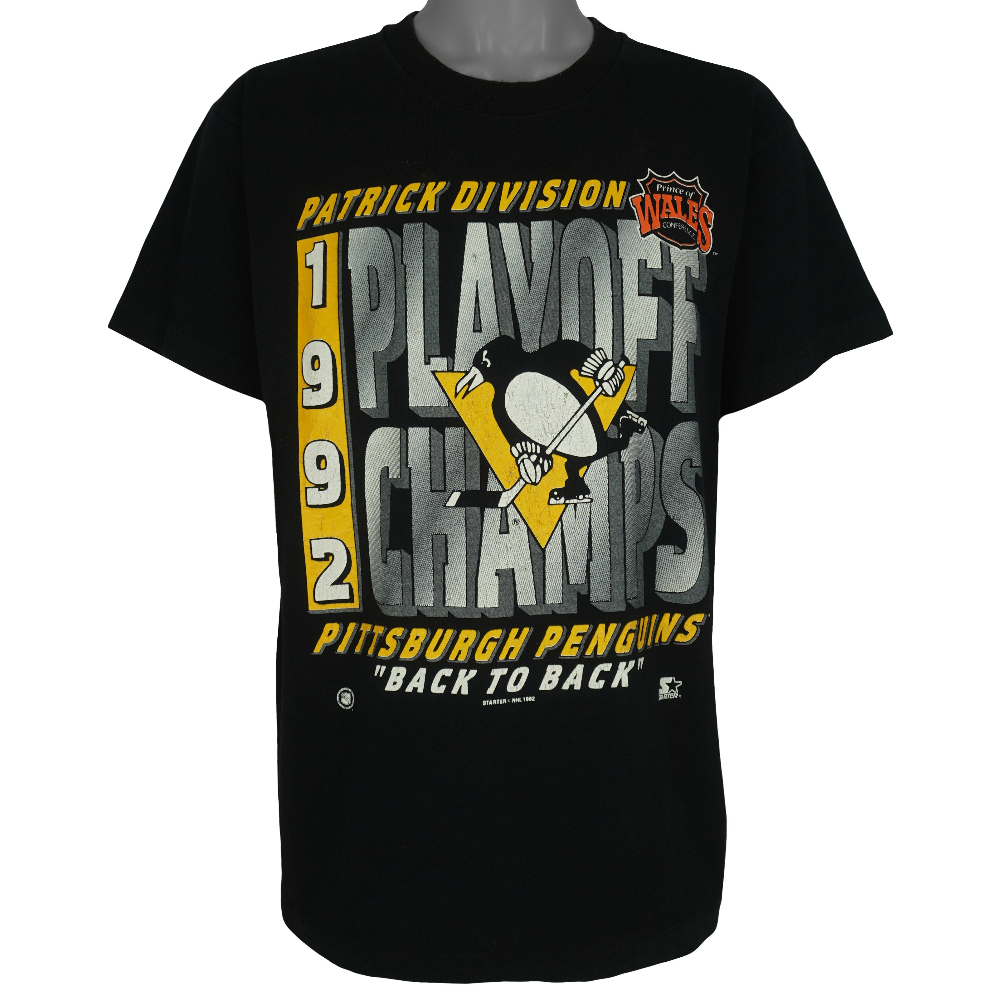 NHL (Fruit Of The Loom) - Penguins Back To Back Champions T-Shirt 1992 X-Large Vintage Retro Hockey