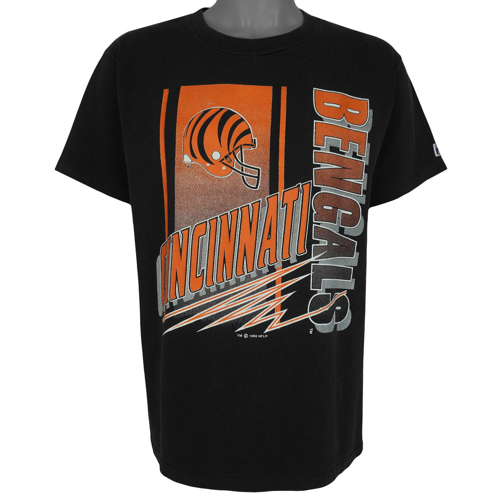 NFL (Logo 7) - Cincinnati Bengals Helmet Single Stitch T-Shirt 1992 Large Vintage Retro Football