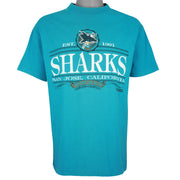 NHL (Trench) - San Jose Sharks Hockey T-Shirt 1992 Large Vintage Retro Hockey