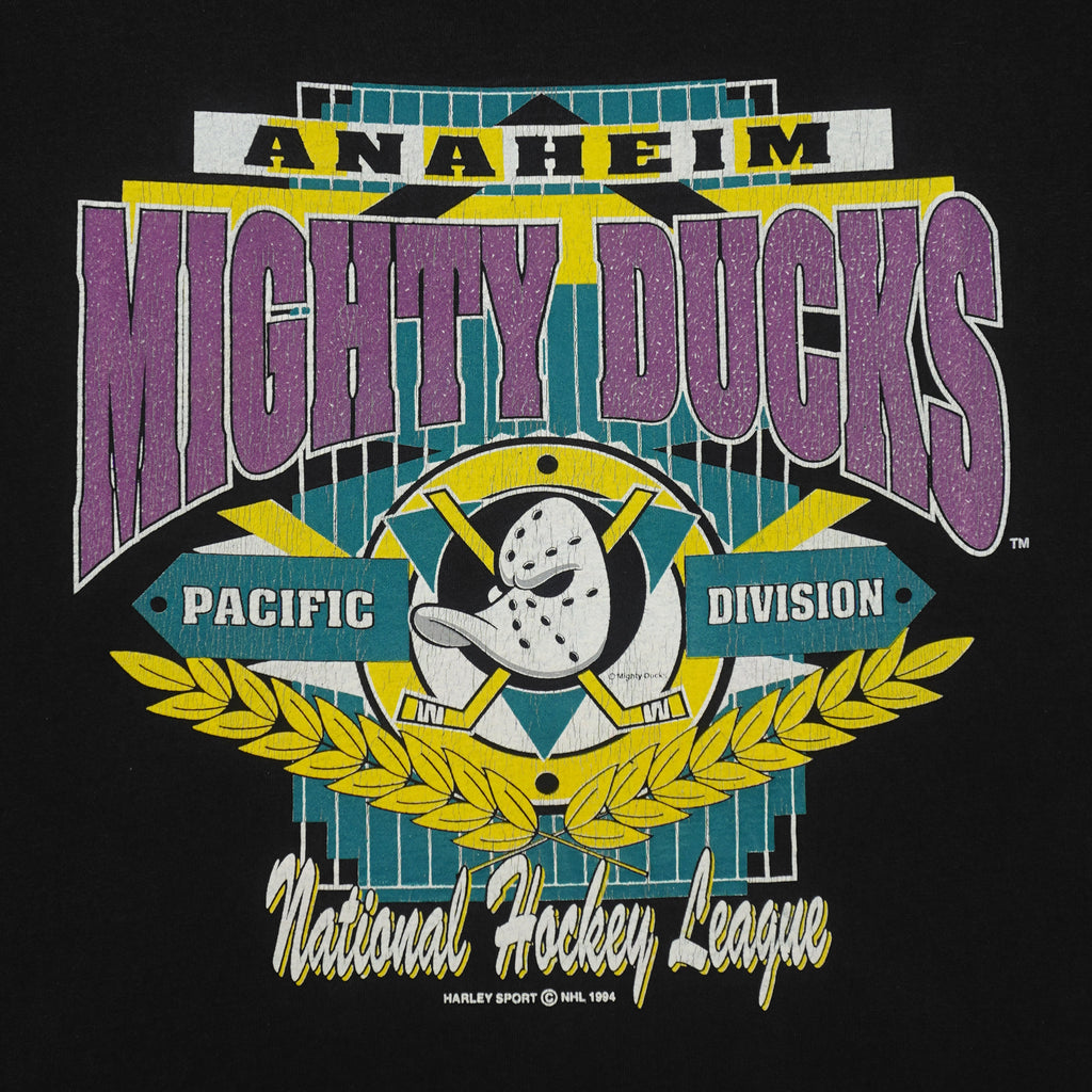 NHL - Anaheim Mighty Ducks Pacific Division T-Shirt 1994 X-Large Vintage Retro Hockey