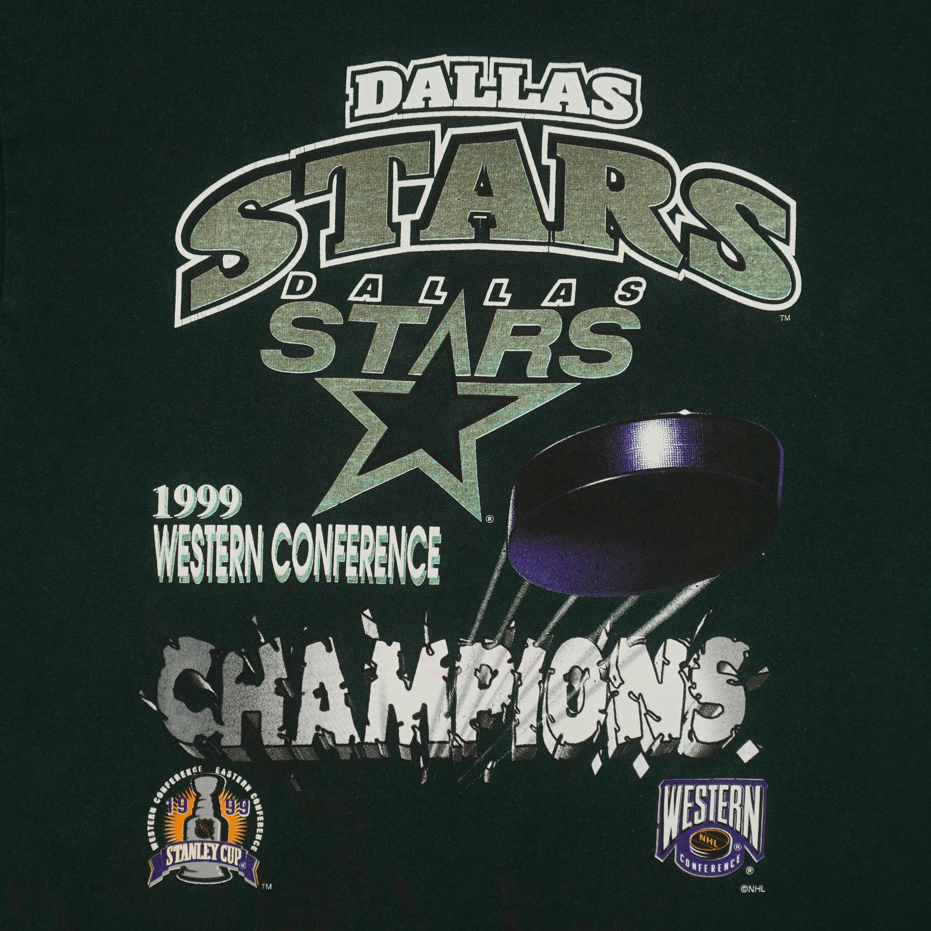 NHL (Tultex) - Dallas Stars Stanley Cup Champions T-Shirt 1999 Large Vintage Retro Hockey