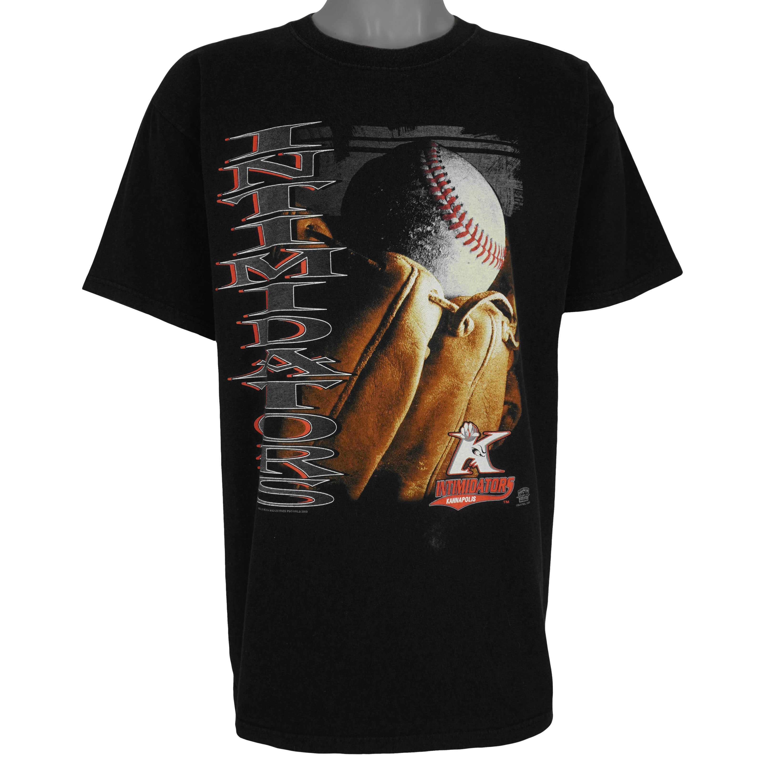 Vintage (Wildman) - Kannapolis Intimidators Baseball Glove T-Shirt 2000 Large Vintage Retro Baseball