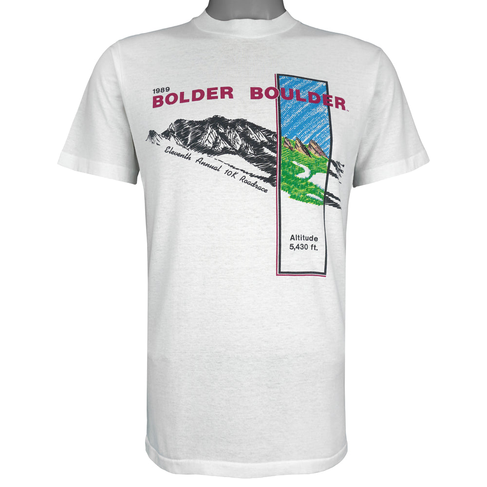 Vintage (Hanes) - Bolder Boulder Mountain Single Stitch T-Shirt 1989 Medium Vintage Retro
