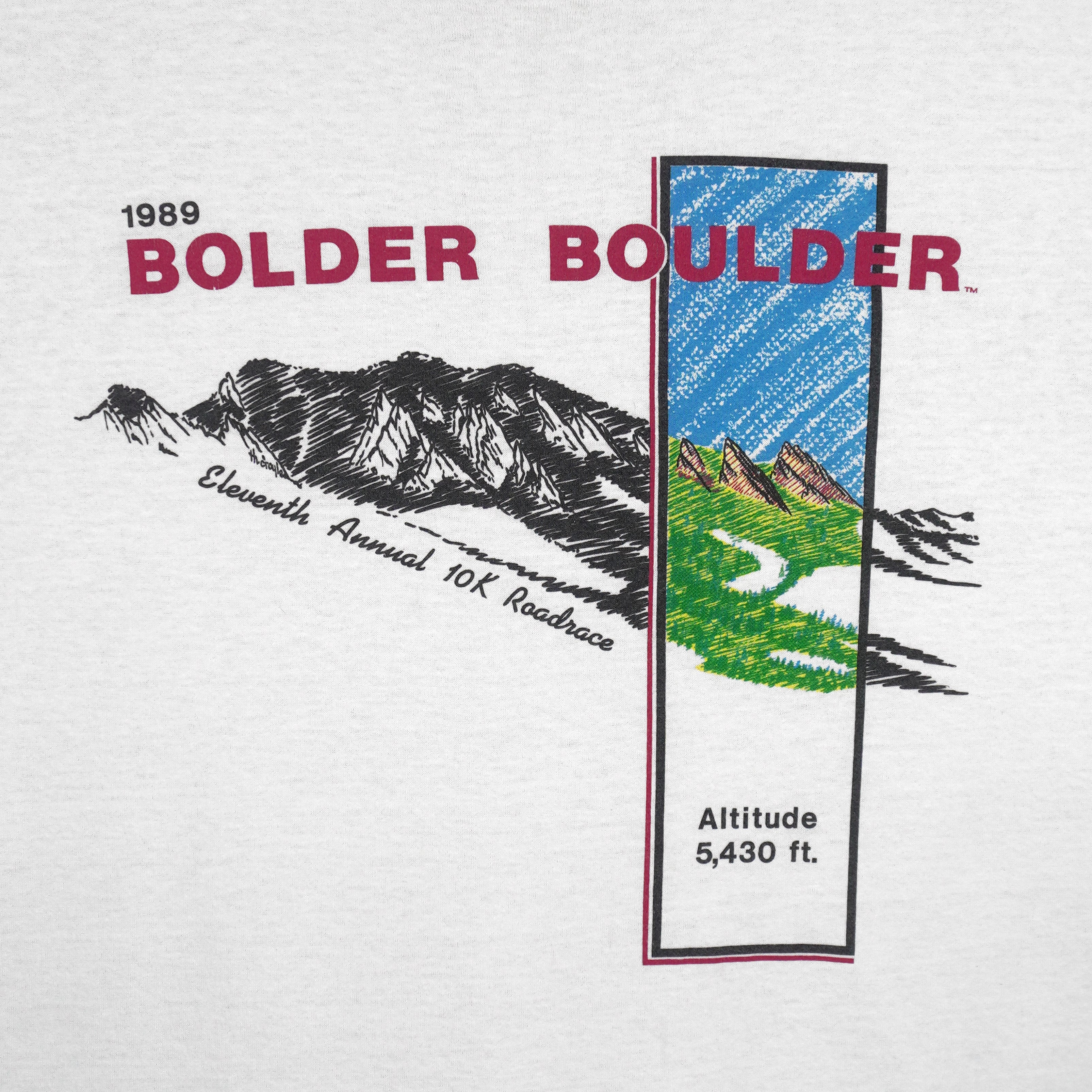 Vintage (Hanes) - Bolder Boulder Mountain Single Stitch T-Shirt 1989 Medium Vintage Retro