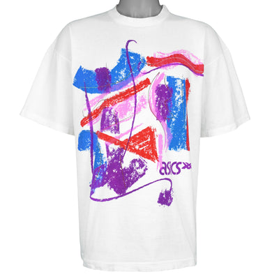 Asics - Abstract Pattern Single Stitch T-Shirt 1990s OSFA/X-Large