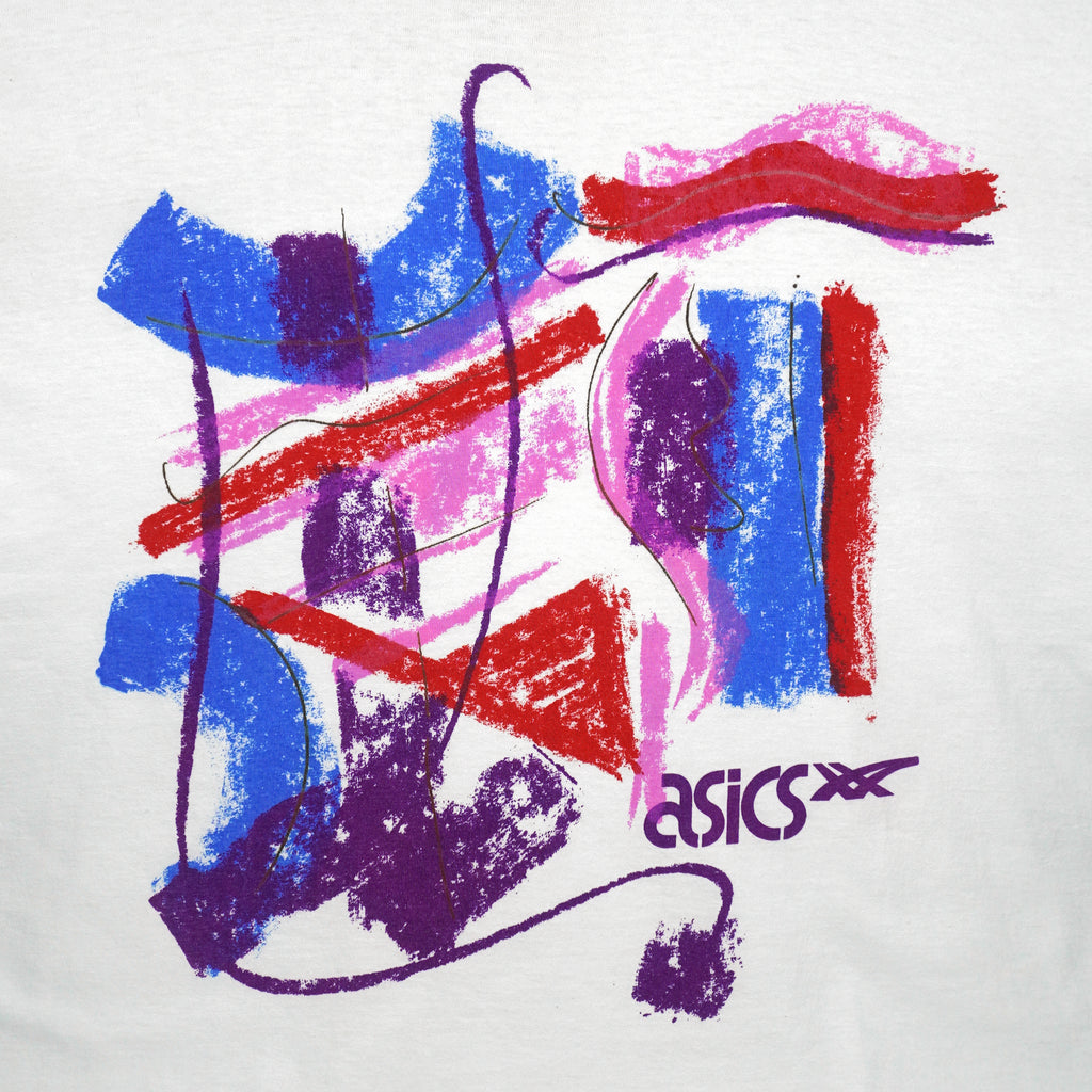 Asics - Abstract Pattern Single Stitch T-Shirt 1990s OSFA Vintage Retro
