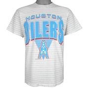 Vintage NFL (Logo 7) - Houston Oilers Pinstripe T-Shirt 1992 Medium in gray
