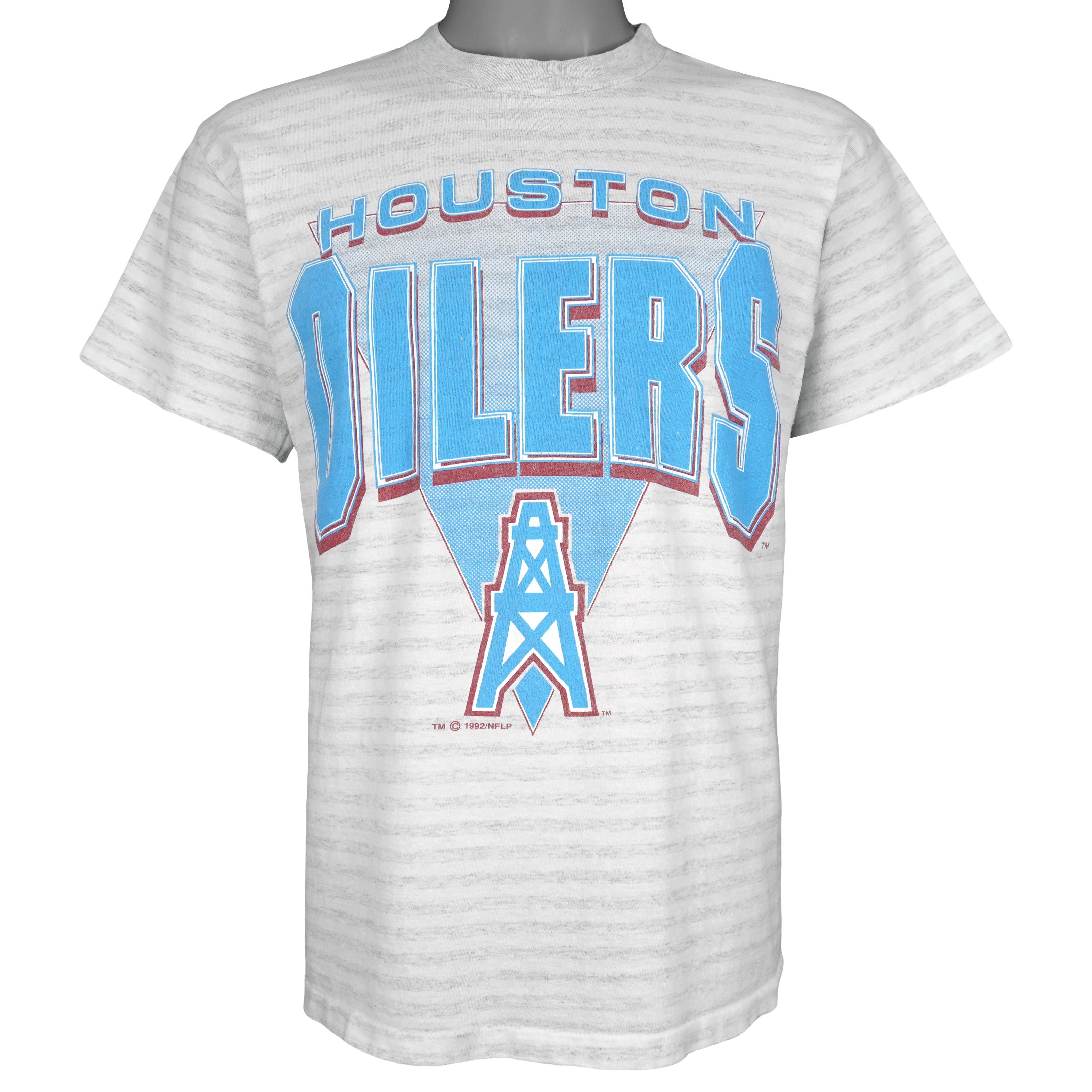 Vintage NFL (Logo 7) - Houston Oilers Pinstripe T-Shirt 1992 Medium in gray