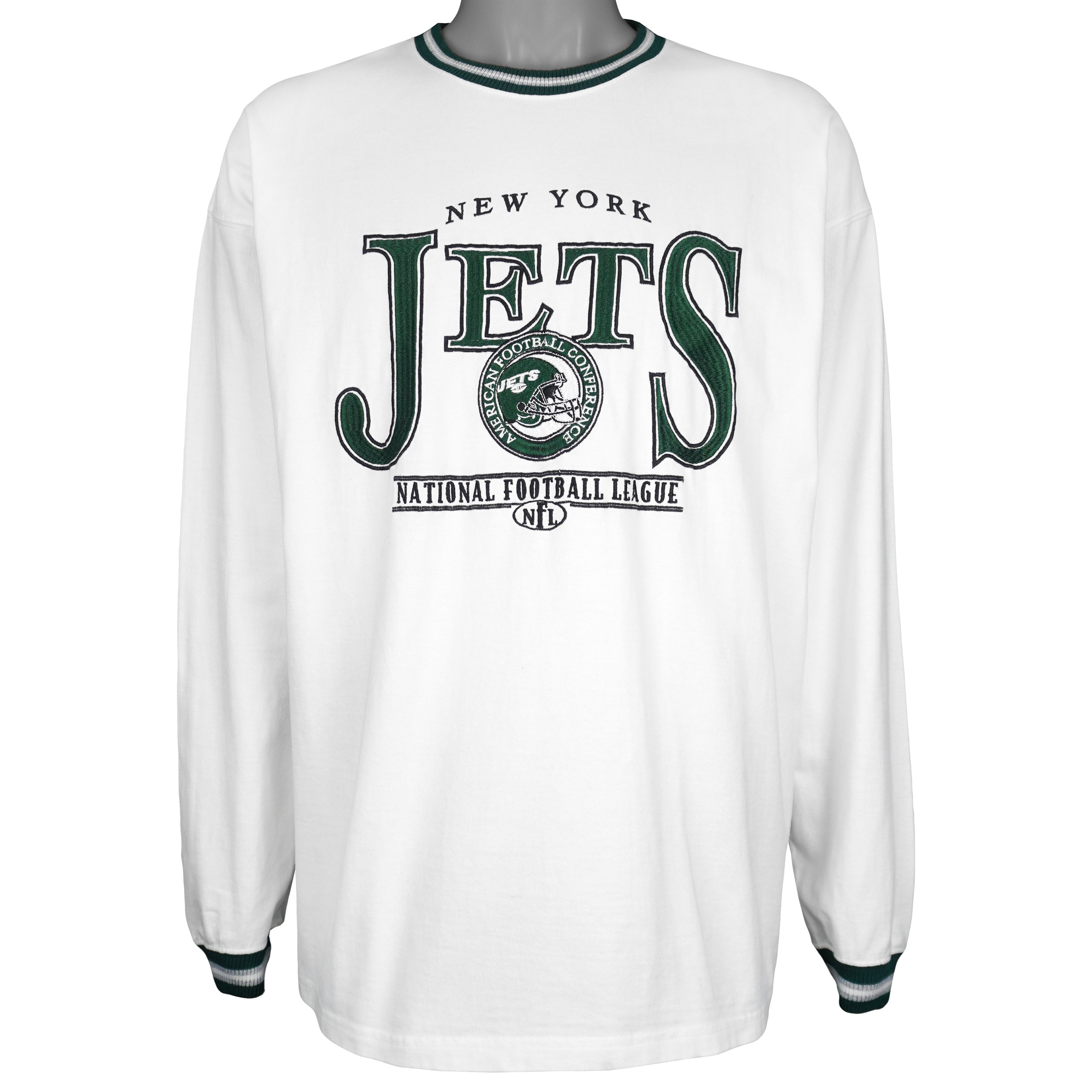 NFL (Team Apparel) - New York Jets Embroidered Sweatshirt 2000s Large Vintage Retro Football