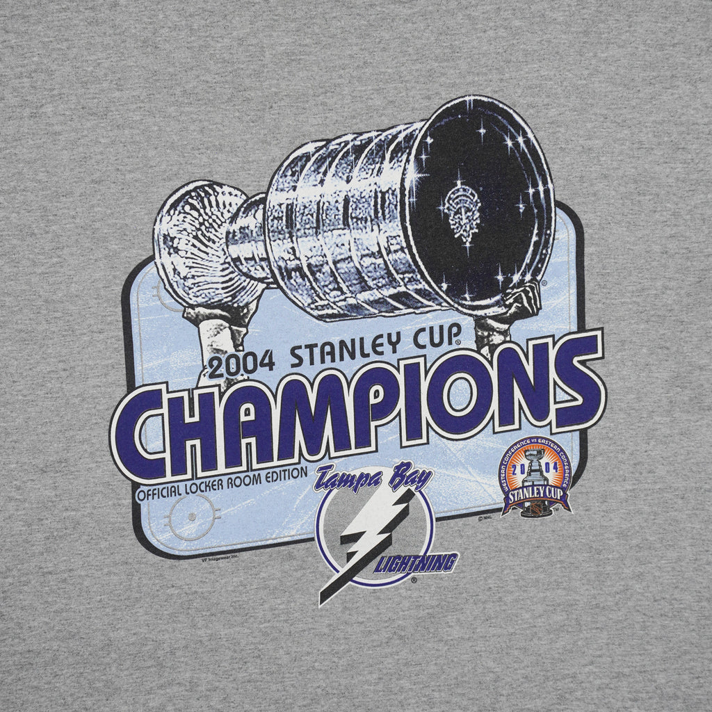 NHL (Lee) - Grey Tampa Bay Lightning Stanley Cup Champions T-Shirt 2004 Large Tall Vintage Retro Hockey