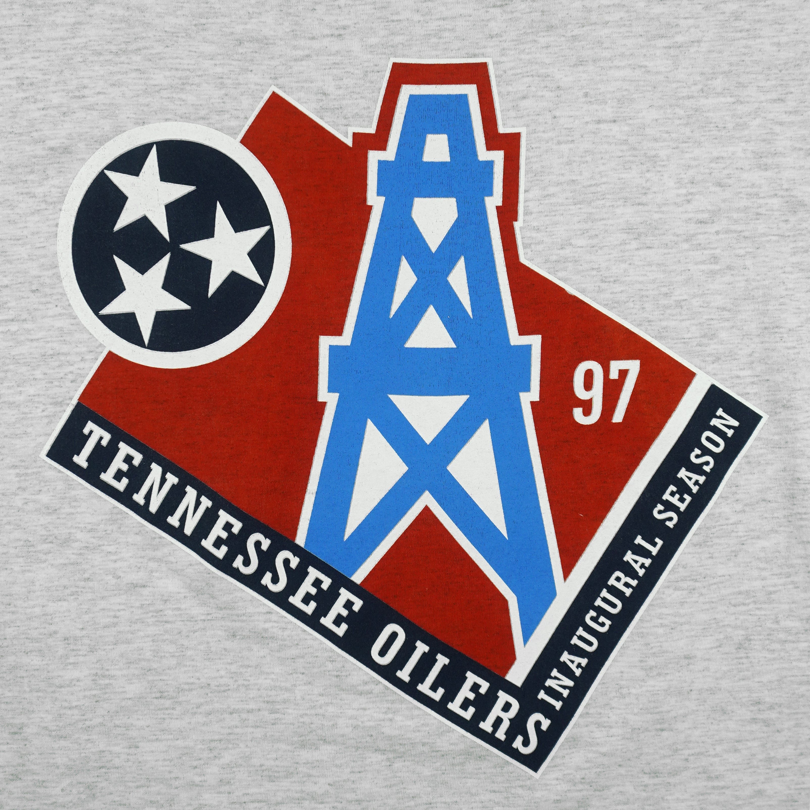 Vintage NFL (Logo 7) - Tennessee Oilers Inaugural Season T-Shirt 1997 Medium Tall in gray