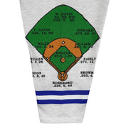 More Dodgers team-history statistics printed across the sleeve fabric