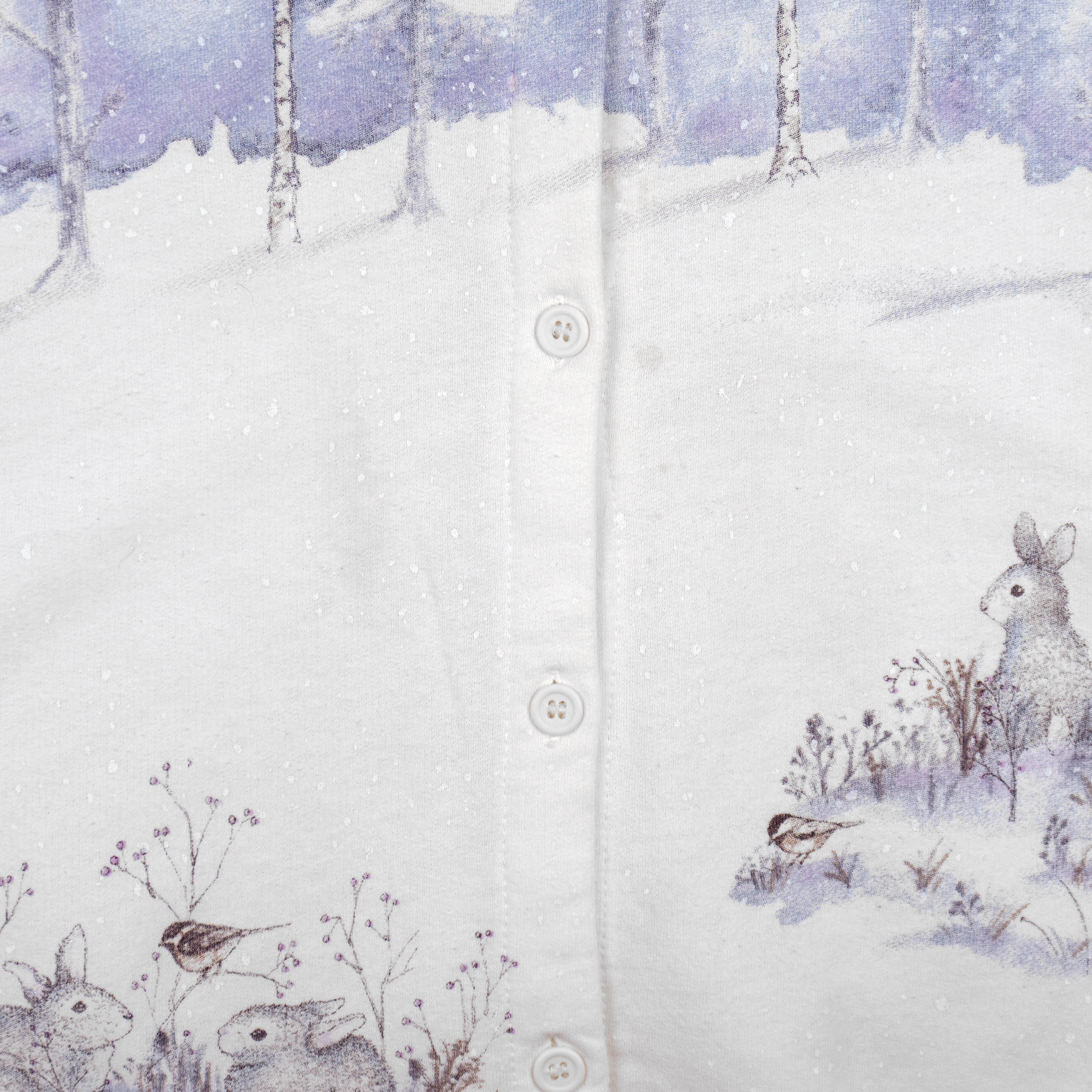 Vintage (Artisans) - Winter Forest Bunny Button-Up Cardigan 1990s Large vintage Retro
